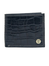 Load image into Gallery viewer, Teakwood Unisex Genuine Leather Blue Bi Fold RFID Solid Wallet