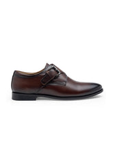 Load image into Gallery viewer, Men Tan Solid Genuine Leather Formal Single Strap Monks