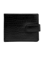 Load image into Gallery viewer, Teakwood Unisex Genuine Leather Black Bi Fold RFID Solid Wallet