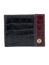 Load image into Gallery viewer, Teakwood Unisex Genuine Leather Black Bi Fold RFID Solid Wallet with Stitch Embroidery||Textured Black color 100% Genuine Leather Men's Wallet||Unisex Leather Bi Fold Wallet