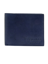 Load image into Gallery viewer, Teakwood Unisex Genuine Leather Blue Bi Fold Money Clip Wallet