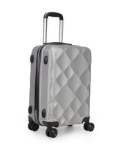 Load image into Gallery viewer, Unisex Silver Textured Hard-Sided Cabin Trolley Suitcase