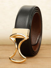 Load image into Gallery viewer, Men Black Textured Leather Belt