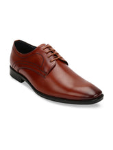 Load image into Gallery viewer, Men Brown Solid Leather Round Toe Formal Derbys