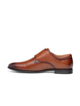 Load image into Gallery viewer, Teakwood Men Brown Solid Genuine Leather Formal Broguing Monks
