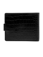 Load image into Gallery viewer, Teakwood Unisex Genuine Leather Black Bi Fold RFID Solid Wallet