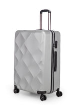 Load image into Gallery viewer, Unisex Silver Textured Hard-Sided Medium Trolley Suitcase