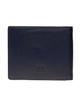 Load image into Gallery viewer, Teakwood Unisex Genuine Leather Blue Bi Fold RFID Solid Wallet