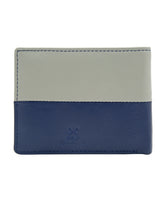 Load image into Gallery viewer, Teakwood Men's Genuine Leather Blue and Grey Bi Fold RFID Solid Wallet