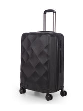 Load image into Gallery viewer, Unisex Black Textured Hard-Sided Medium Trolley Suitcase