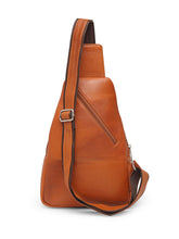 Load image into Gallery viewer, Teakwood Genuine Leather Cross Body Sling Messenger Bag || Lightweight Backpack Chest Shoulder Bags for Travelling, Hiking, Cycling (Tan)