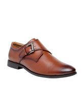 Load image into Gallery viewer, Teakwood Men Brown Solid Genuine Leather Formal Broguing Monks