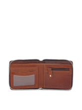 Load image into Gallery viewer, Teakwood Men Brown Solid Genuine Leather Zip Around Wallet