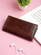 Load image into Gallery viewer, Teakwood Genuine Leather Brown solid three-fold wallet