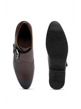 Load image into Gallery viewer, Men Tan Solid Genuine Leather Formal Single Strap Monks