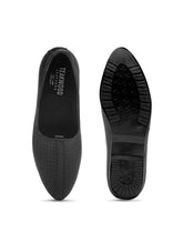 Load image into Gallery viewer, Men Black Solid Leather Round Toe Mojaris
