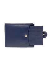 Load image into Gallery viewer, Teakwood Men Genuine Leather Blue Bi Fold Clip Wallet
