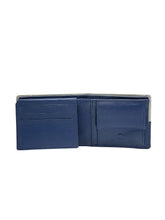 Load image into Gallery viewer, Teakwood Men's Genuine Leather Blue and Grey Bi Fold RFID Solid Wallet