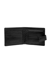 Load image into Gallery viewer, Teakwood Unisex Genuine Leather Black Bi Fold RFID Solid Wallet