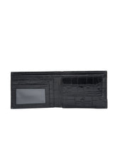 Load image into Gallery viewer, Teakwood Unisex Genuine Leather Black Bi Fold RFID Solid Wallet with Stitch Embroidery||Textured Black color 100% Genuine Leather Men's Wallet||Unisex Leather Bi Fold Wallet