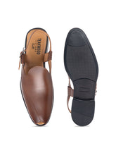 Load image into Gallery viewer, teakwood-men-brown-solid-peshawari-mules