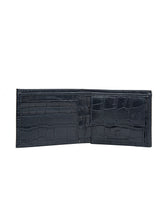 Load image into Gallery viewer, Teakwood Unisex Genuine Leather Blue Bi Fold RFID Solid Wallet