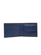 Load image into Gallery viewer, Teakwood Unisex Genuine Leather Maroon & Blue Bi Fold RFID Solid Wallet with Stitch Embroidery||Textured Maroon & Blue color 100% Genuine Leather Men's Wallet||Unisex Leather Bi Fold Wallet