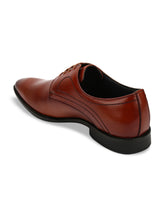 Load image into Gallery viewer, Men Brown Solid Leather Round Toe Formal Derbys