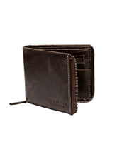 Load image into Gallery viewer, Men Brown Solid Zip Around Brown Wallet