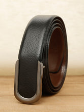 Load image into Gallery viewer, Men Black Textured Leather Belt
