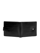 Load image into Gallery viewer, Teakwood Unisex Genuine Leather Black Bi Fold RFID Solid Wallet