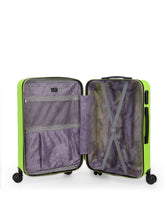 Load image into Gallery viewer, Unisex Green Textured Hard-Sided Medium Trolley Suitcase