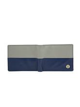 Load image into Gallery viewer, Teakwood Men's Genuine Leather Blue and Grey Bi Fold RFID Solid Wallet