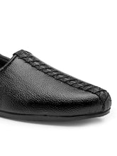 Load image into Gallery viewer, Men Black Solid Leather Round Toe Mojaris