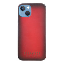 Load image into Gallery viewer, Unisex Red Solid Leather iPhone 13/12 Mobile Back Case
