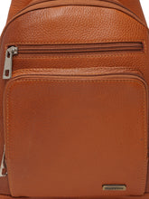 Load image into Gallery viewer, Teakwood Genuine Leather Cross Body Sling Messenger Bag || Lightweight Backpack Chest Shoulder Bags for Travelling, Hiking, Cycling (Tan)