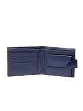 Load image into Gallery viewer, Teakwood Men Genuine Leather Blue Bi Fold Clip Wallet