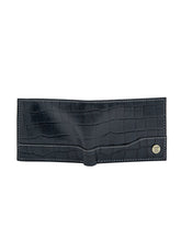 Load image into Gallery viewer, Teakwood Unisex Genuine Leather Blue Bi Fold RFID Solid Wallet with stitch embroidery