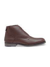 Load image into Gallery viewer, Men Brown Solid Genuine Leather Mid-Top Flat Boots