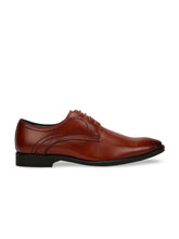 Load image into Gallery viewer, Men Brown Solid Leather Round Toe Formal Derbys