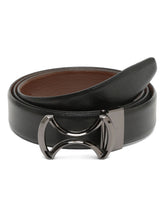 Load image into Gallery viewer, Men Black Textured Leather Belt
