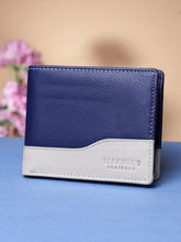 Load image into Gallery viewer, Teakwood Unisex Genuine Leather Blue Bi Fold RFID Solid Wallet