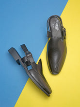 Load image into Gallery viewer, Teakwood Men Black Solid Peshawari Mules