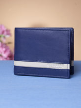 Load image into Gallery viewer, Teakwood Unisex Genuine Leather Blue Bi Fold RFID Solid Wallet
