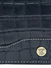 Load image into Gallery viewer, Teakwood Unisex Genuine Leather Blue Bi Fold RFID Solid Wallet with stitch embroidery