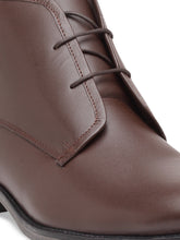 Load image into Gallery viewer, Men Brown Solid Genuine Leather Mid-Top Flat Boots