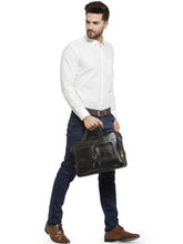 Load image into Gallery viewer, Teakwood Genuine Leather Laptop Bag - Black