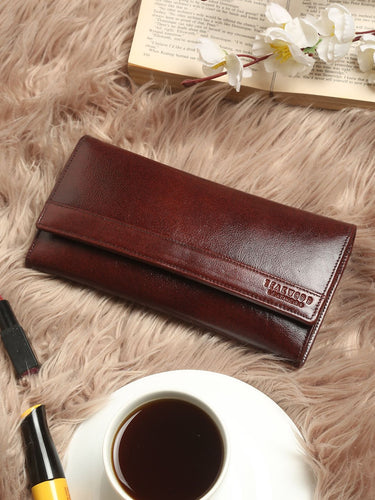 Teakwood Genuine Leather Maroon Color Wallet