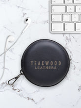 Load image into Gallery viewer, Unisex Black Solid Leather Zipper Headphone Case- Clearance sale