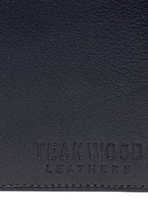 Load image into Gallery viewer, Teakwood Unisex Genuine Leather Blue Bi Fold RFID Solid Wallet